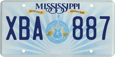 MS license plate XBA887