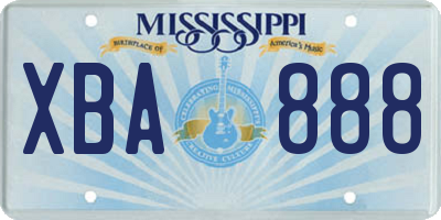 MS license plate XBA888