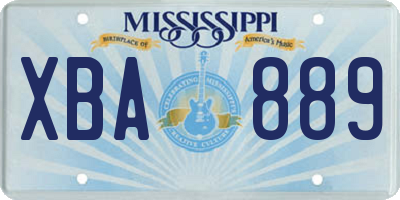 MS license plate XBA889