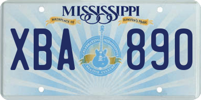 MS license plate XBA890