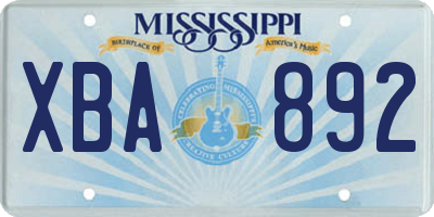 MS license plate XBA892
