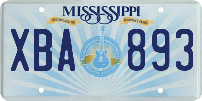 MS license plate XBA893