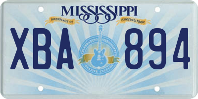 MS license plate XBA894