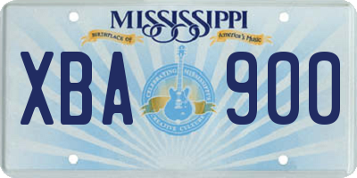 MS license plate XBA900