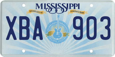 MS license plate XBA903