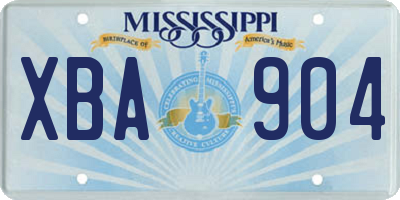 MS license plate XBA904