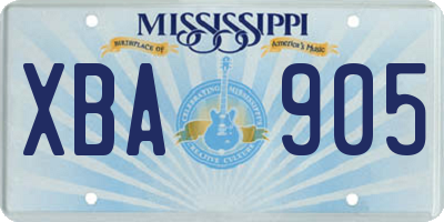 MS license plate XBA905