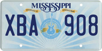 MS license plate XBA908