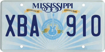 MS license plate XBA910