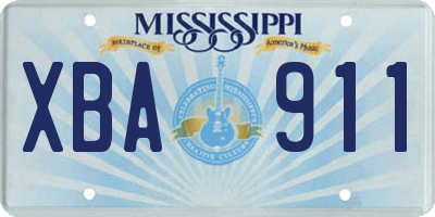 MS license plate XBA911