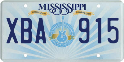 MS license plate XBA915