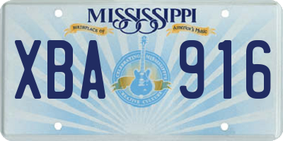 MS license plate XBA916