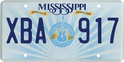 MS license plate XBA917