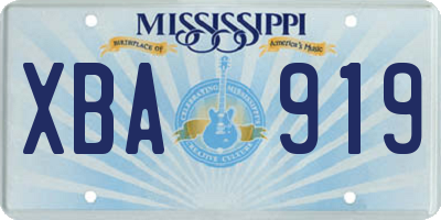 MS license plate XBA919
