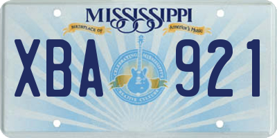 MS license plate XBA921