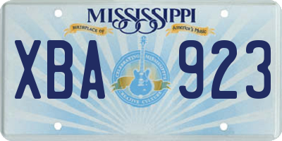 MS license plate XBA923