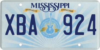 MS license plate XBA924