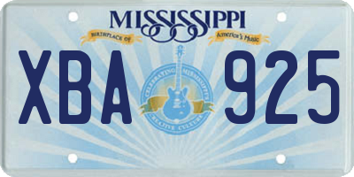MS license plate XBA925