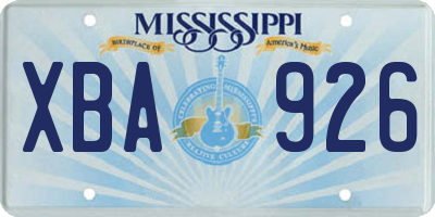 MS license plate XBA926