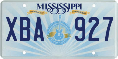 MS license plate XBA927