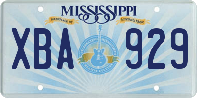MS license plate XBA929