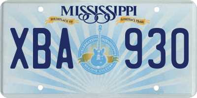 MS license plate XBA930