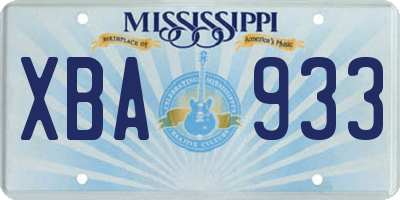 MS license plate XBA933