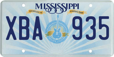 MS license plate XBA935