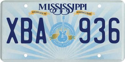 MS license plate XBA936