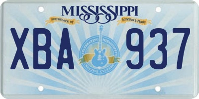 MS license plate XBA937