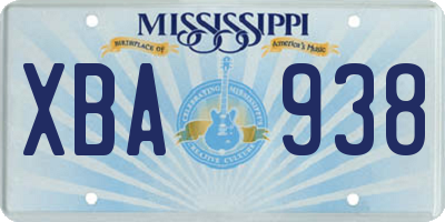 MS license plate XBA938