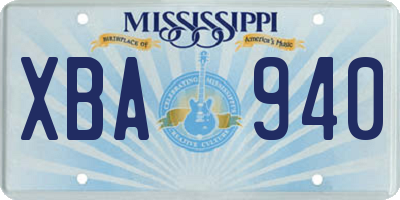 MS license plate XBA940