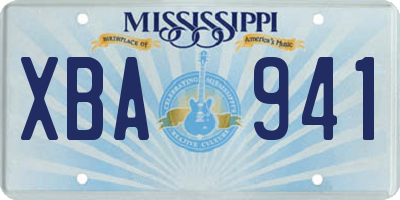 MS license plate XBA941