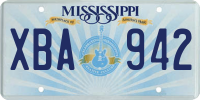 MS license plate XBA942
