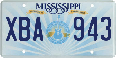 MS license plate XBA943