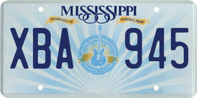 MS license plate XBA945