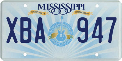 MS license plate XBA947