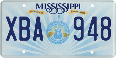 MS license plate XBA948