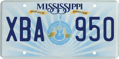 MS license plate XBA950