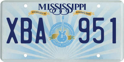 MS license plate XBA951