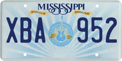 MS license plate XBA952