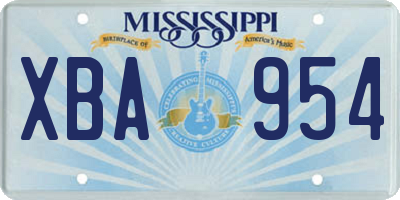 MS license plate XBA954
