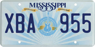 MS license plate XBA955