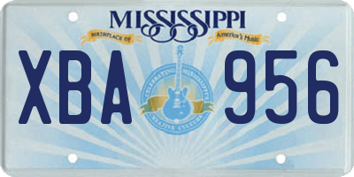 MS license plate XBA956