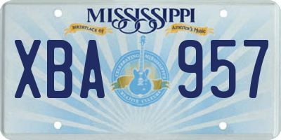 MS license plate XBA957