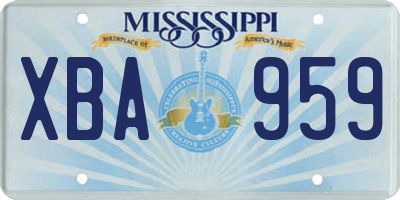 MS license plate XBA959
