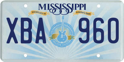 MS license plate XBA960