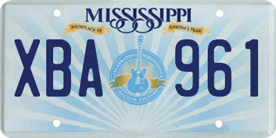 MS license plate XBA961