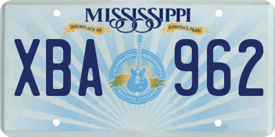 MS license plate XBA962