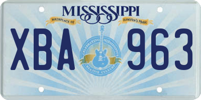 MS license plate XBA963